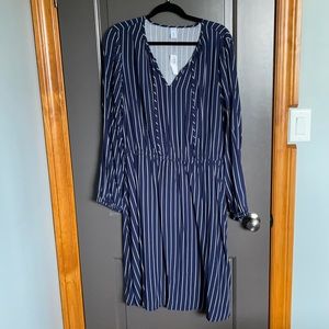 Pls navy knee length long sleeve dress